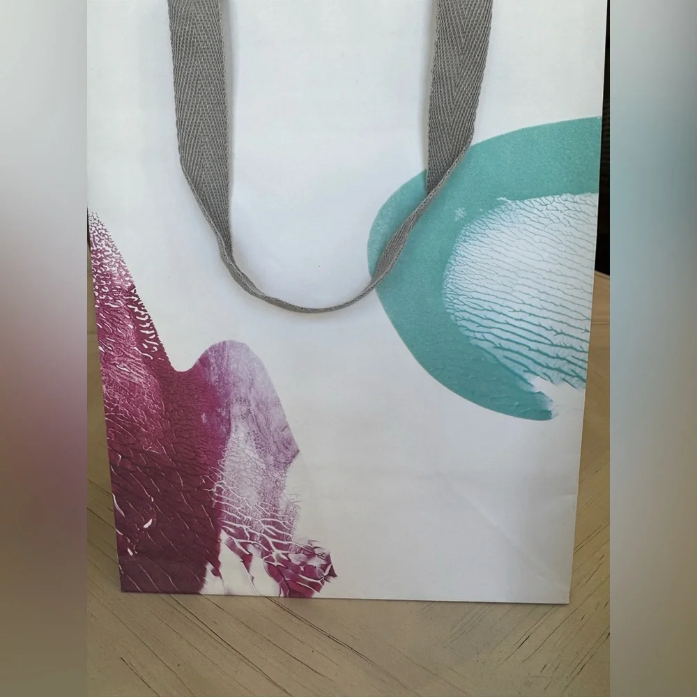 Anthropologie Small Shopping Bags Bundle of 3 Watercolor Gift Bags Fabric Handle